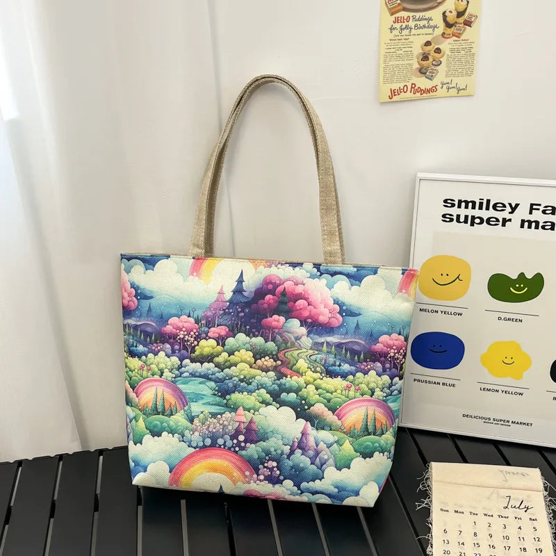 Yuanchuang Design New Fashion Canvas Bag New Casual Shoulder Women's Bag All-match Handbag Large Capacity Beach Bag