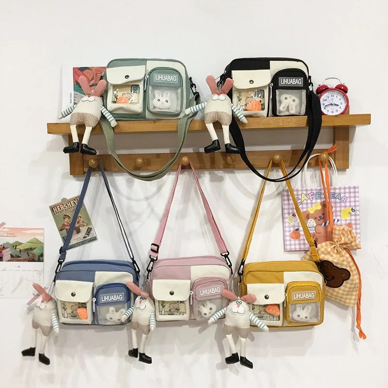 Girl's Nylon Crossbody Bag with Sling Strap, Summer Ornament Letter Pattern Children's Coin Purse
