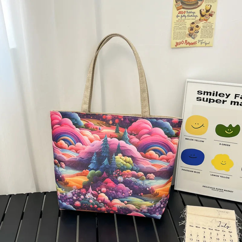 Yuanchuang Design New Fashion Canvas Bag New Casual Shoulder Women's Bag All-match Handbag Large Capacity Beach Bag