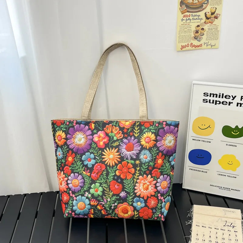 Yuanchuang Design New Fashion Canvas Bag New Casual Shoulder Women's Bag All-match Handbag Large Capacity Beach Bag