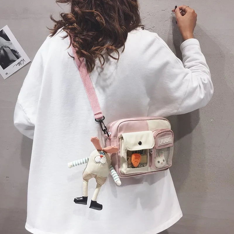 Girl's Nylon Crossbody Bag with Sling Strap, Summer Ornament Letter Pattern Children's Coin Purse