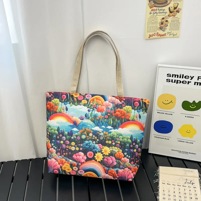 Yuanchuang Design New Fashion Canvas Bag New Casual Shoulder Women's Bag All-match Handbag Large Capacity Beach Bag