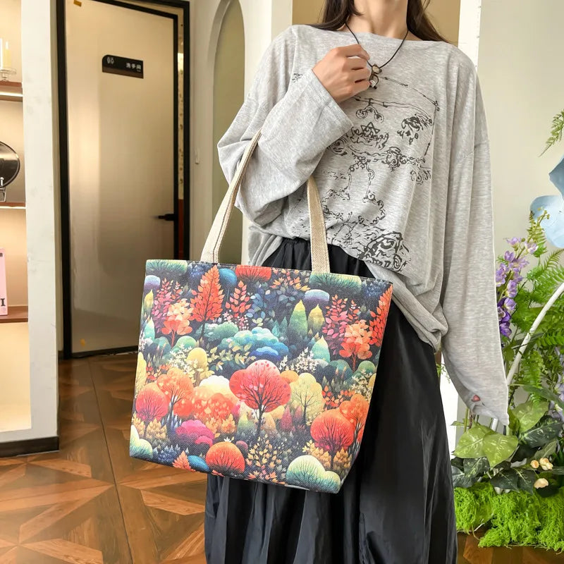 Yuanchuang Design New Fashion Canvas Bag New Casual Shoulder Women's Bag All-match Handbag Large Capacity Beach Bag