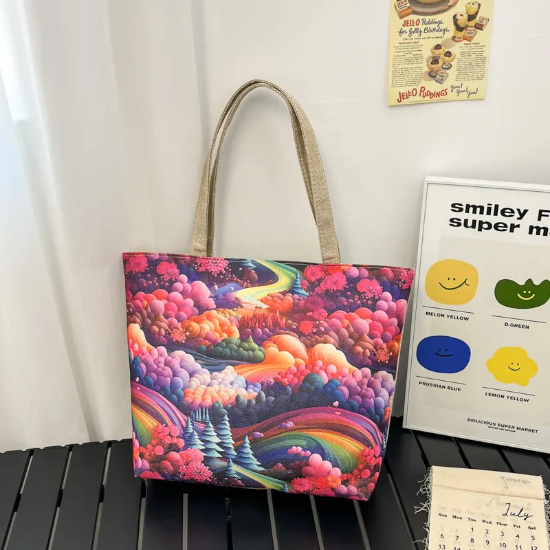 Yuanchuang Design New Fashion Canvas Bag New Casual Shoulder Women's Bag All-match Handbag Large Capacity Beach Bag