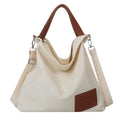 Large Capacity Canvas Tote Bag Women Commuter Crossbody Bag Fashionable Street Style Polyester Lining Zipper Closure Square Shape