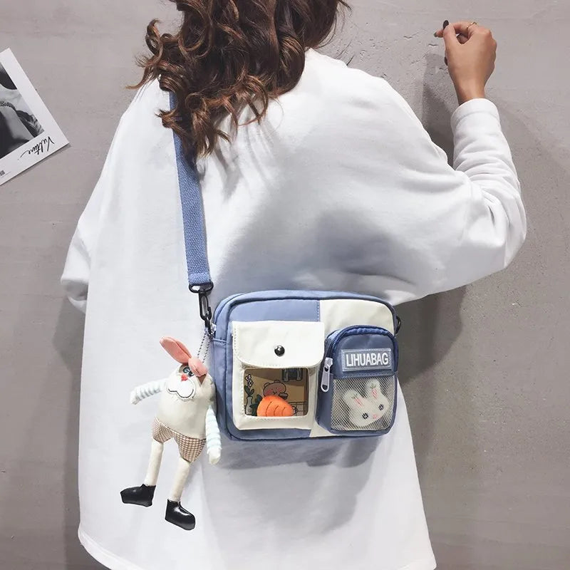 Girl's Nylon Crossbody Bag with Sling Strap, Summer Ornament Letter Pattern Children's Coin Purse