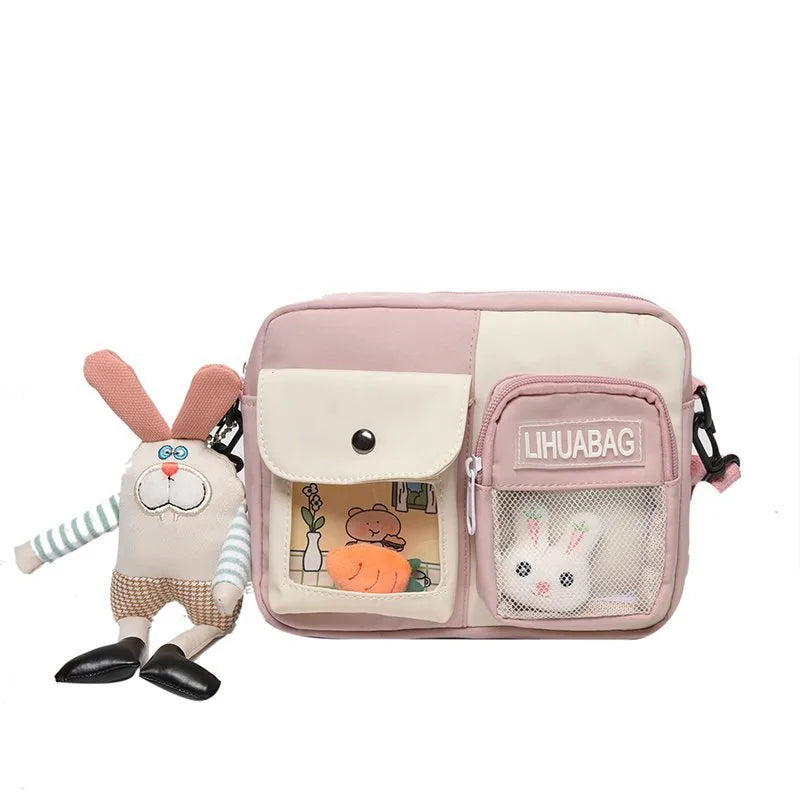 Girl's Nylon Crossbody Bag with Sling Strap, Summer Ornament Letter Pattern Children's Coin Purse