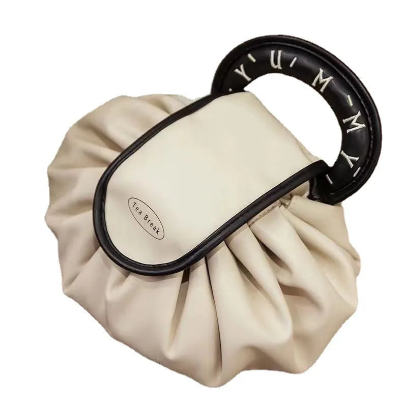 Unisex Pu Leather Solid Color Elegant Streetwear Round String Handbag