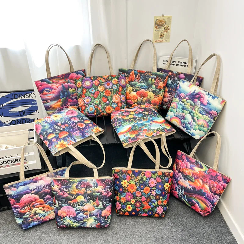 Yuanchuang Design New Fashion Canvas Bag New Casual Shoulder Women's Bag All-match Handbag Large Capacity Beach Bag