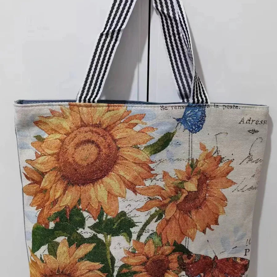 Women's Medium Canvas Geometric Vacation Ethnic Style Zipper Canvas Bag